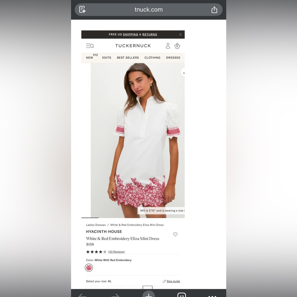 Hyacinth House White & Red Embroidered Eliza Mini Dress - Picture 6 of 14